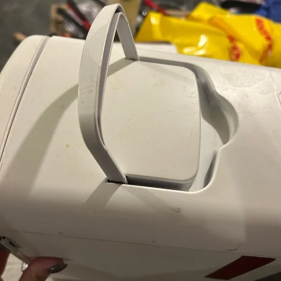 Vintage White Mini Fridge with Chrome Accents. 7"W X 9"D X10"H - Picture 3 of 4